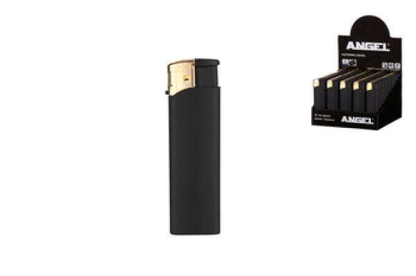 Einweg Piezo Feuerzeug  Gummi schwarz/gold